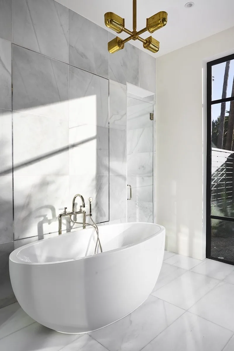 Custom bathroom with freestanding tub